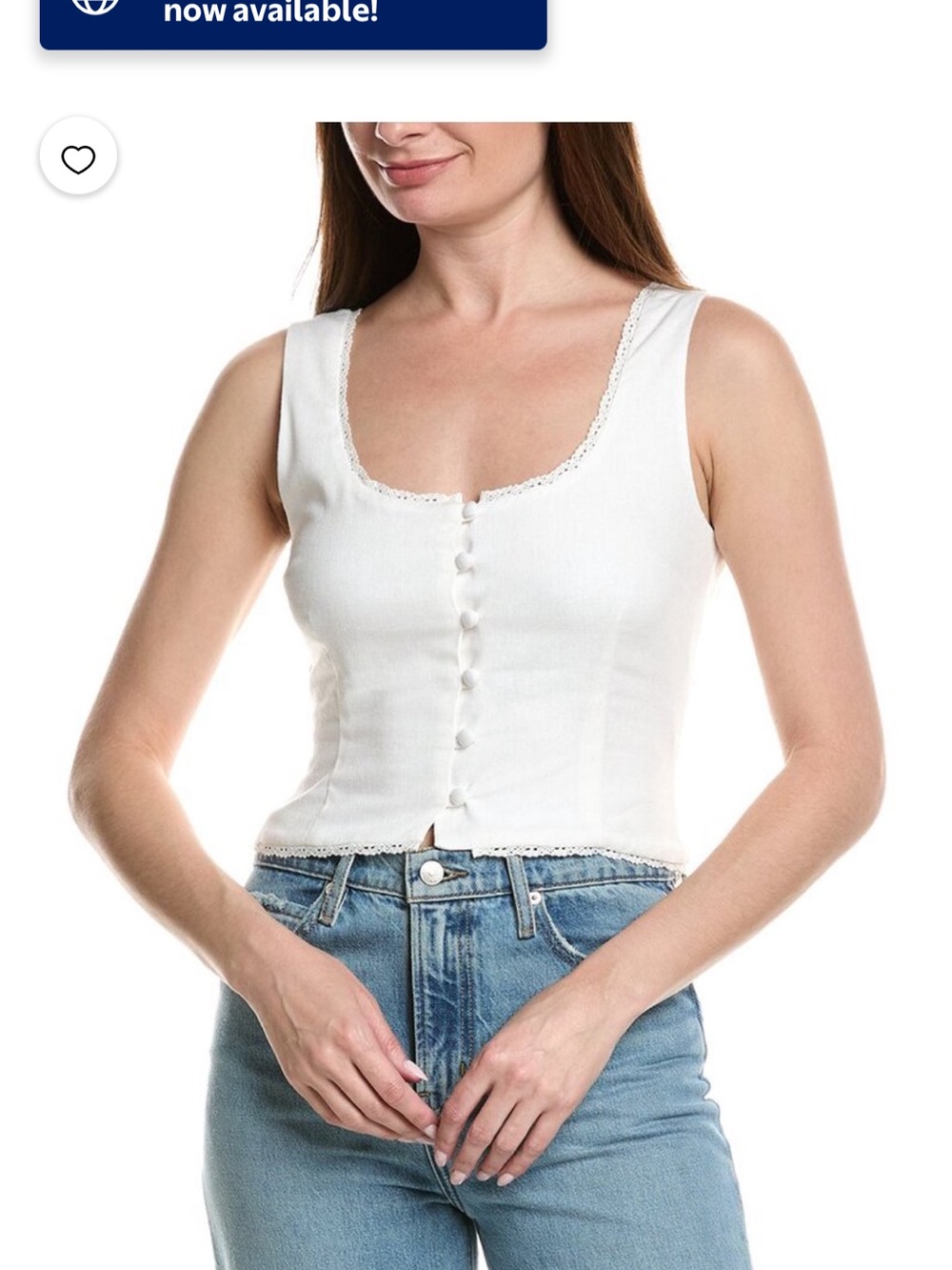 ROLLA'S White Lace-Trim Button Front Camisole